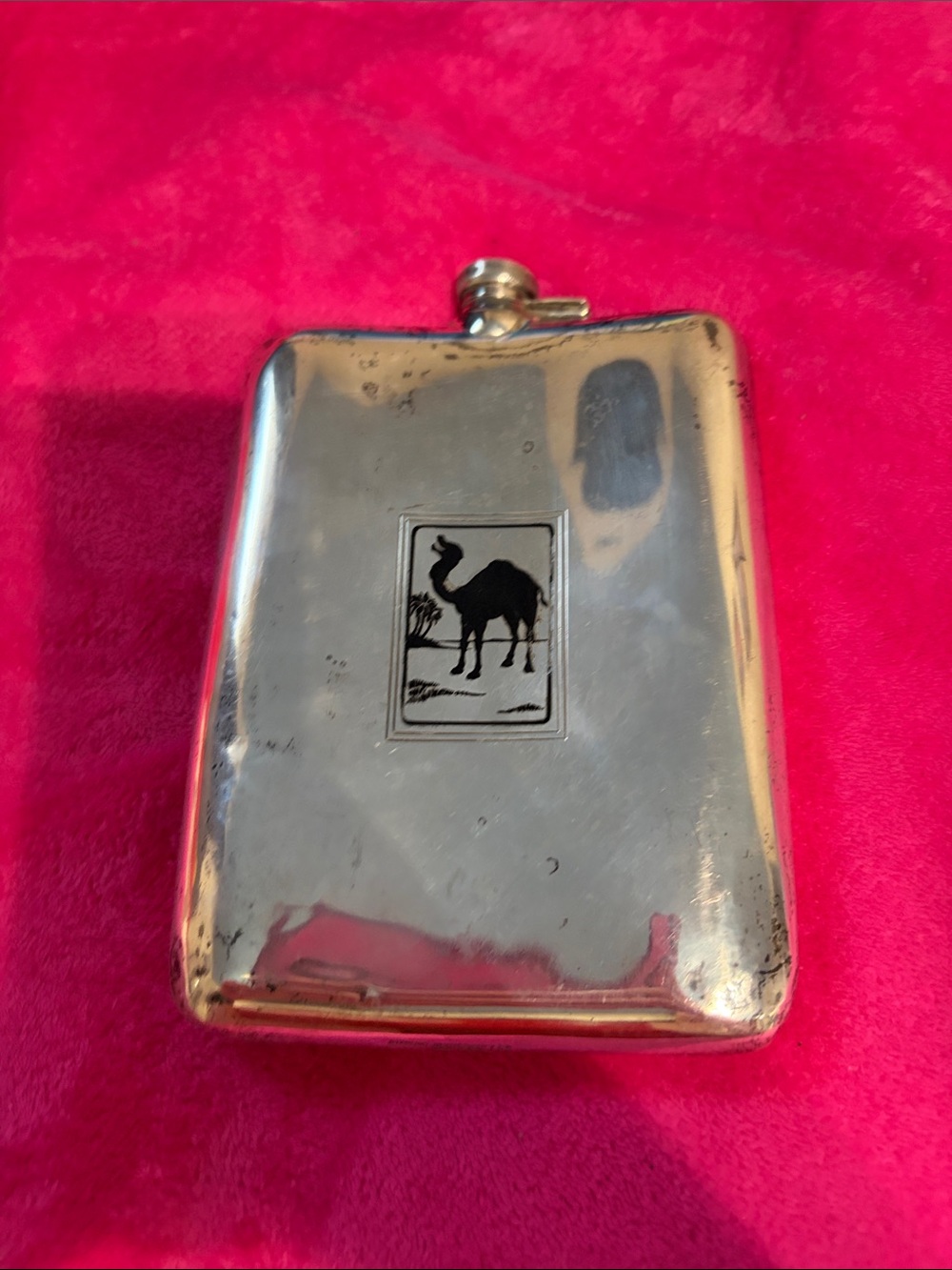 1928 Sterling Silver Camel Flask - Polished Stainless Look